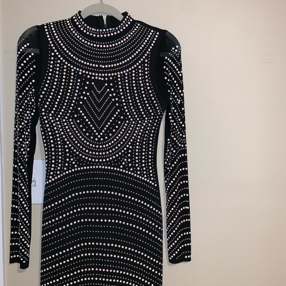 Reflective rhinestone detail dress